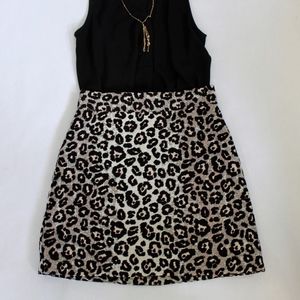 NWT Topshop Jacquard A-line Leopard Skirt